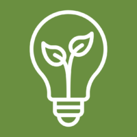Catalyst Logo - green background with white light bulb filled with growing tree